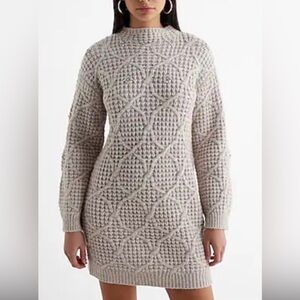 Express Rhinestone Embellished Mock Neck Sweater Dress